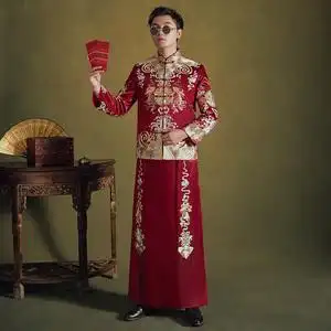 00洛鹊旗舰店天猫男士秀禾服新郎2022新款中式结婚礼服夏季高级男生