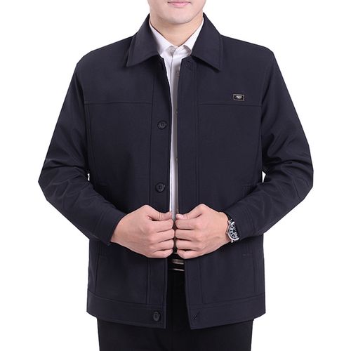 春装中年男士休闲夹克男装春秋爸爸外套男老人中老年夹克衫上衣服