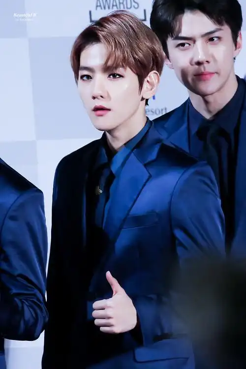 边伯贤·蓝丝绸西装太鲨人