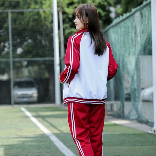 人不彪悍少年红色校服套装高中中学生小学男女校服