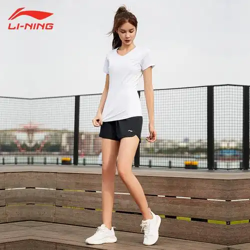 李宁运动套装女款夏季2021新款跑步速干运动服健身短袖短裤两件套