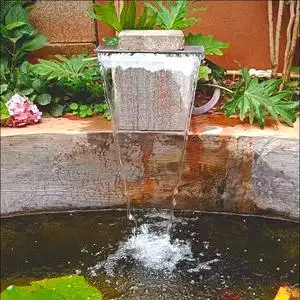 定制不锈钢瀑布出水口鱼池装饰造景庭院花园阳台景观水幕墙流水槽
