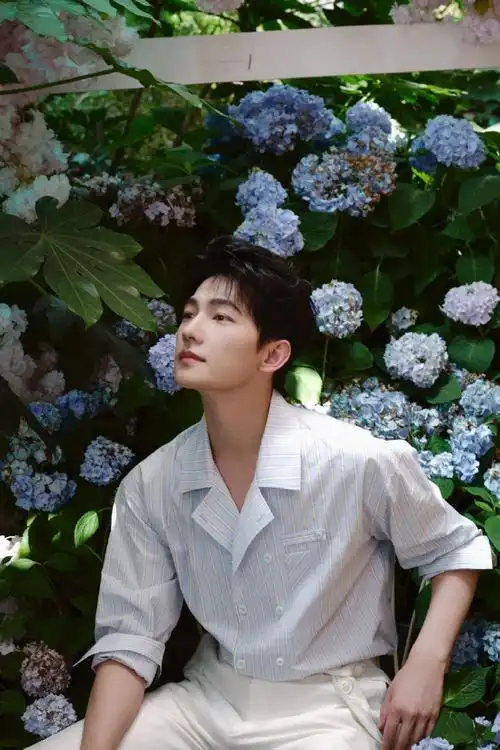 杨洋蓝白纹衬衫##杨洋闻花#杨洋今日活动造型又帅出新高度!