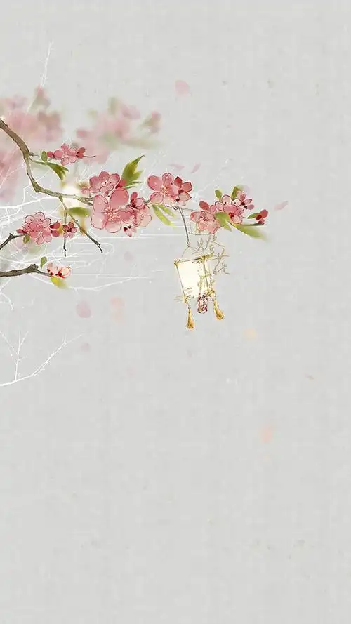 唯美中国古风桃花插画,锁屏图片,高清手机壁纸,非主流-回车桌面