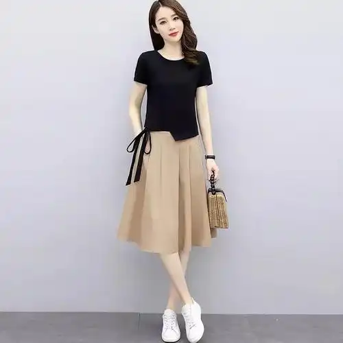 145~155矮小个子穿搭套装150显高微胖女生连衣裙时尚两件套夏