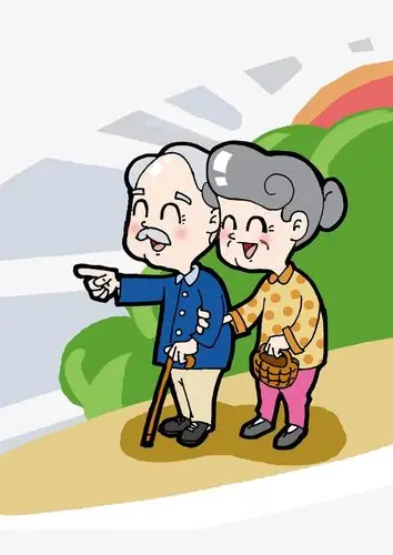 老公公老婆婆卡通元素