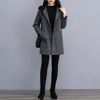 呓寻毛呢大衣女中长款加厚外套小个子毛呢外套显瘦女装200斤新款中长