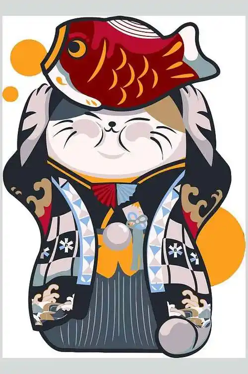 卡通日式招财猫矢量素材