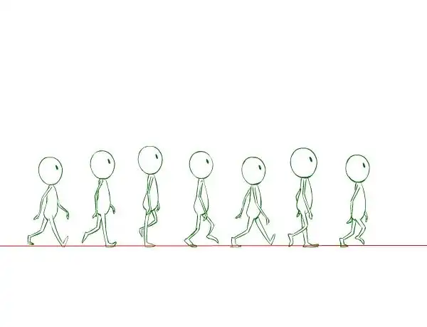 我们在一开始的时候,会绘制一个水平线,来确保我们在做走路,跑步动作