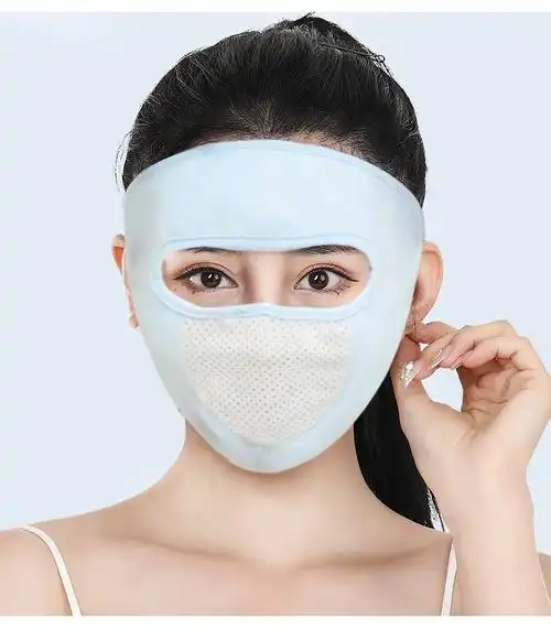 防晒面罩夏季网眼护全脸面膜口罩女遮阳电动车防风尘沙滩蒙面鼻部