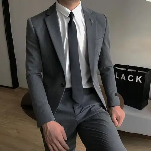 孟康mengkang休闲西服男套装小西装男韩版修身潮流帅气新郎结婚礼服