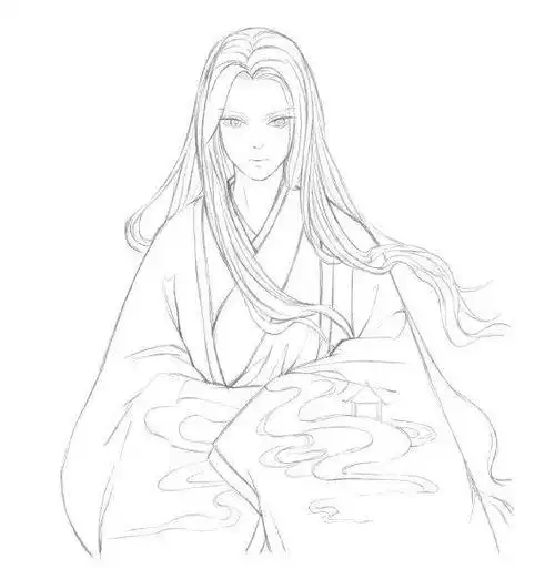 素描古风美人是怎么画出来的 教程在此铅笔画 画一位古代长发男子侧脸