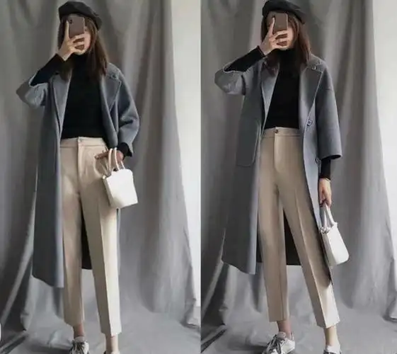 哈伦裤搭配大衣也是特别不错的选择,想要get这种穿搭风格的小仙女们