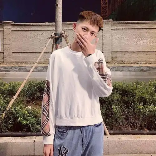 社会精神小伙套头卫衣男秋冬季韩版潮牌圆领长袖快手网红同款卫衣拼接