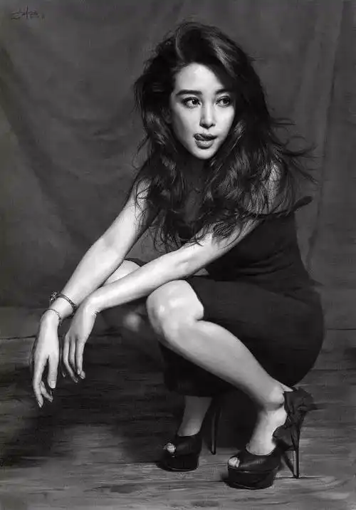 明星素描头像李冰冰