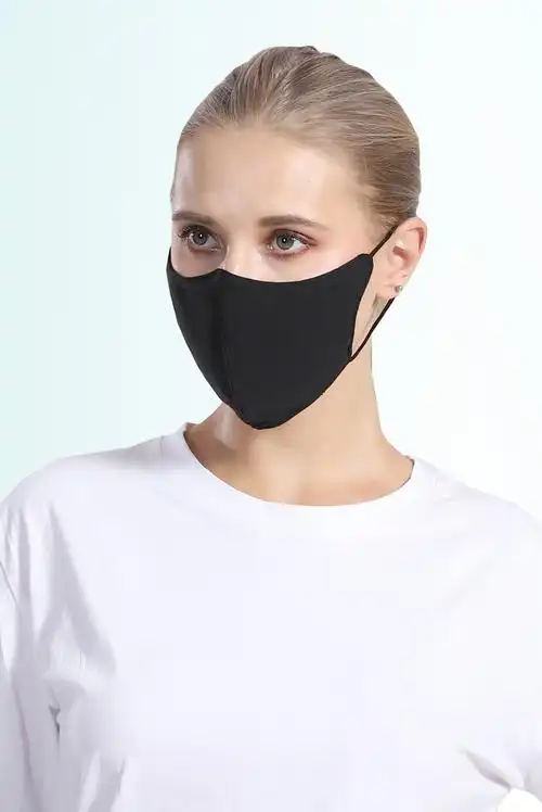 黑色棉口罩三层夹棉立体加厚透气男女潮流布面罩可调节口罩mask