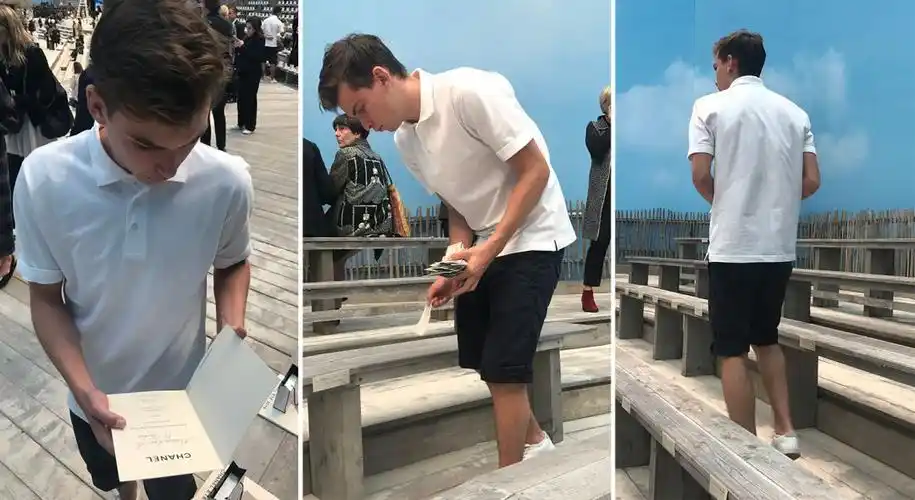 张钧甯一进秀场,就脱鞋玩水去了