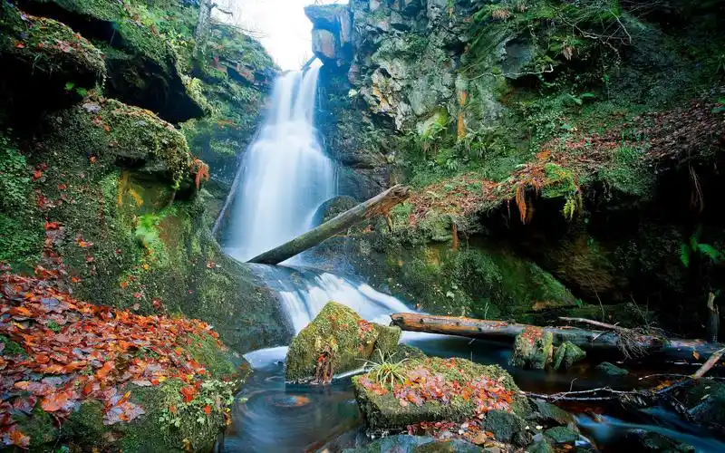 秋天大自然风景山中小溪高清电脑壁纸