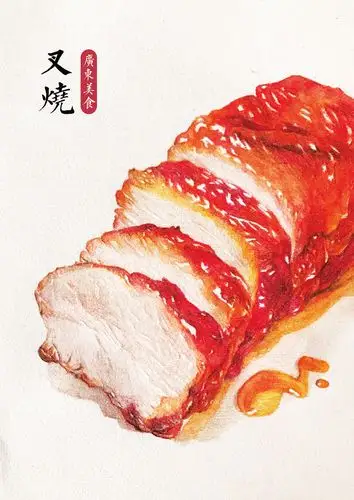 广东美食手绘彩铅插画