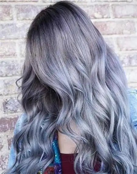 灰调水蓝染发 灰蓝色头发