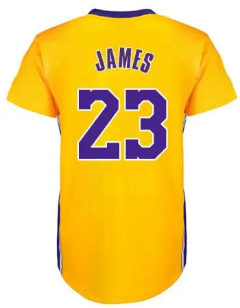 定制新赛季湖人詹姆斯23号城市版showtime球衣篮球队服男 黄色短袖 xl