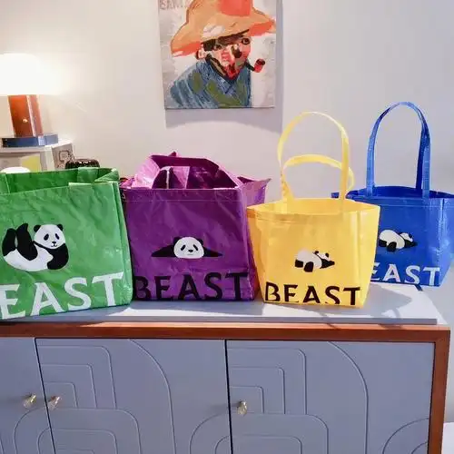 野兽派熊猫编织袋