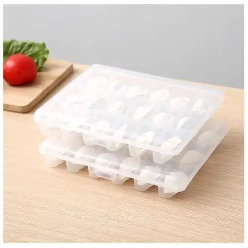 18格加厚单层饺子盒 速冻冰箱塑料保鲜盒 厨房分格收纳盒