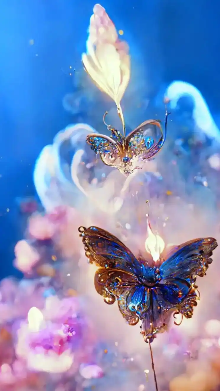 图文伙伴计划 好美的梦幻水晶蝴蝶#抖音图文来了 #手机壁纸 - 抖音