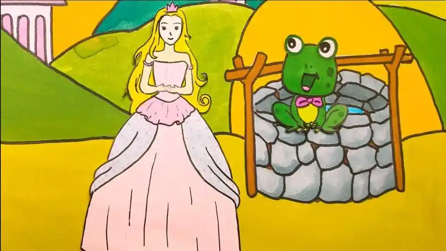 兔兔手绘青蛙王子小青蛙帮助公主拿金球没想到青蛙居然变成了王子