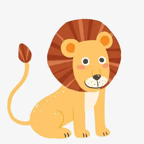手绘卡通狮子可爱插画傧