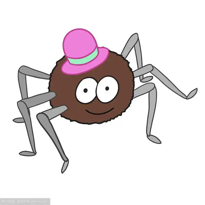 卡通可爱的蜘蛛在帽子孤立在白色