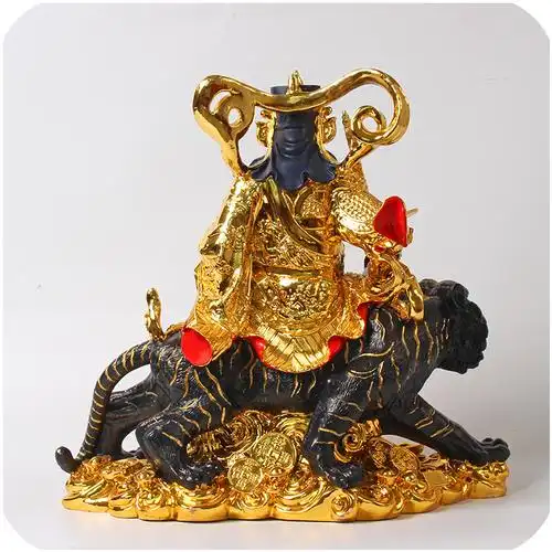 武财神赵公明神像16英寸镀金金身黑脸家用供奉骑虎将军赵玄坛