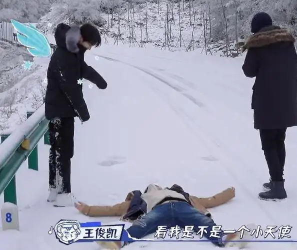 王俊凯雪地里玩耍,谁注意他的躺姿,网友:确定不是跟王源学的?