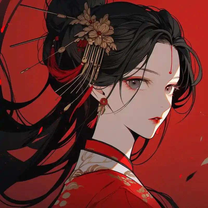 古风 #古风头像 #惊鸿一瞥 #绘画 #红衣古装 烟雨红尘 - 抖音