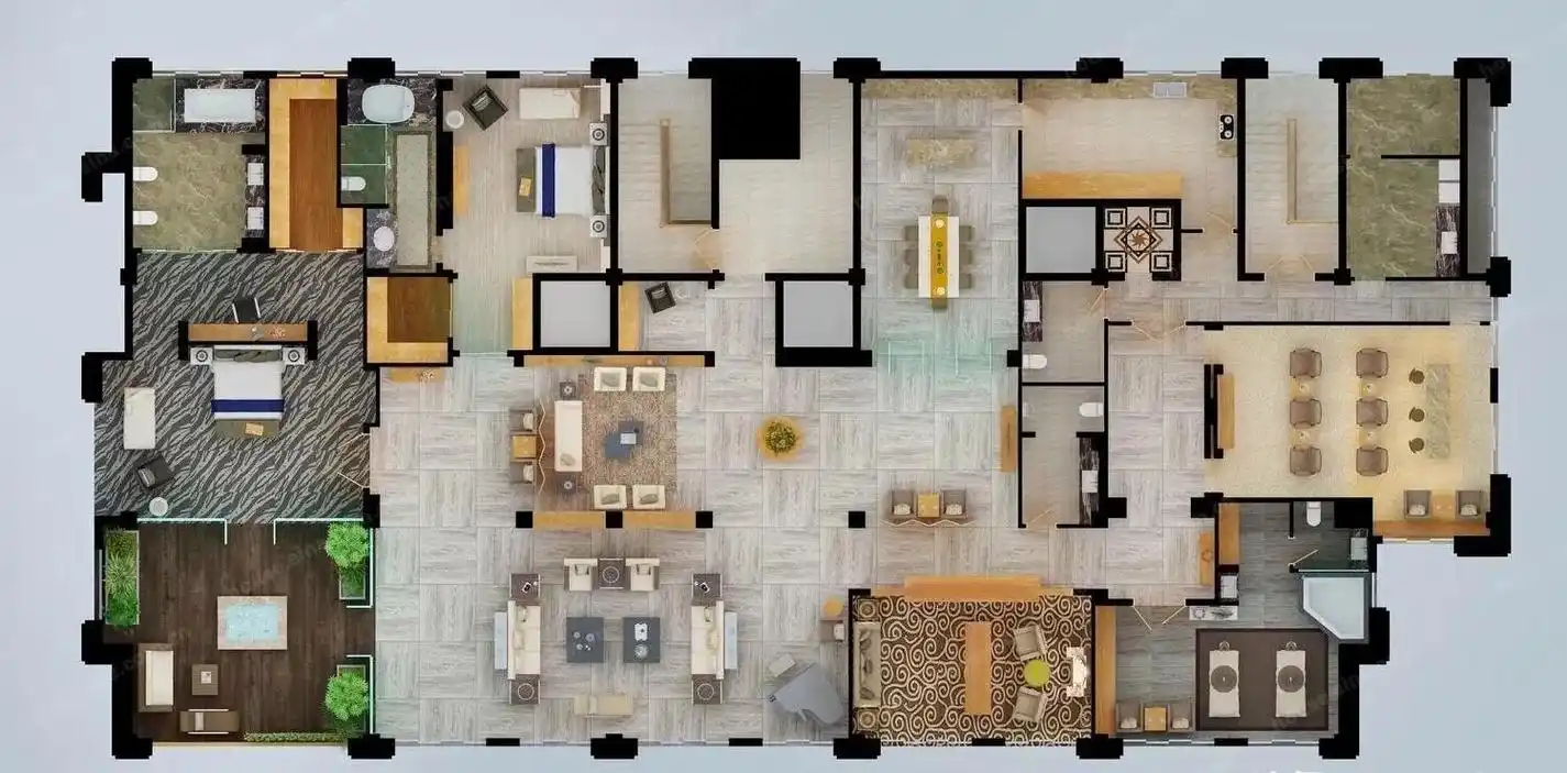 这可能是你见到过最漂亮的大平层户型,客厅相当阔绰