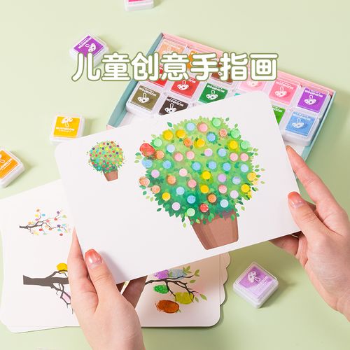 儿童手指印画画本画册宝宝手掌点画幼儿园玩具印泥绘画颜料女孩男