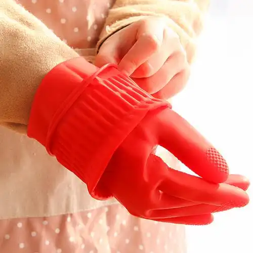 乳胶手套加厚橡胶防水加长耐用型厨房清洁家务洗碗洗衣服皮手套