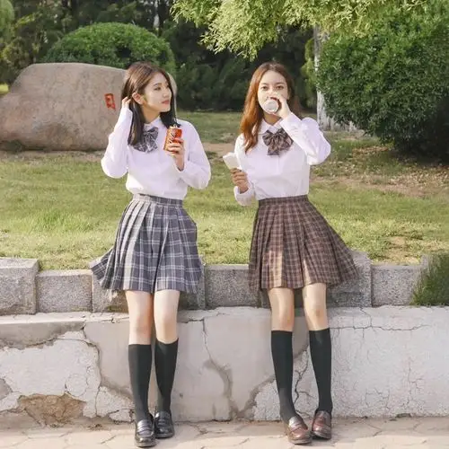 日系jk制服基础款女夏季高中学生装毕业班服学院风百褶裙校服套装
