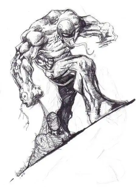 钢铁侠对战毒液简笔画(简笔画图片大全) -【爱个性】