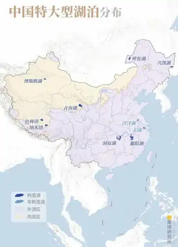 中国特大型湖泊分布;制图@陈思琦/星球研究所