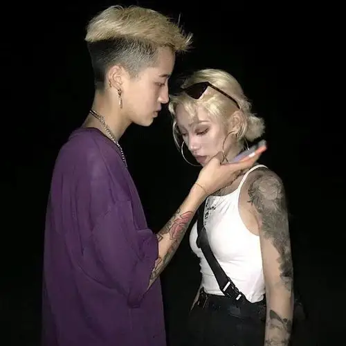 花臂纹身社会眷侣_霸气情侣头像图片_扣扣居