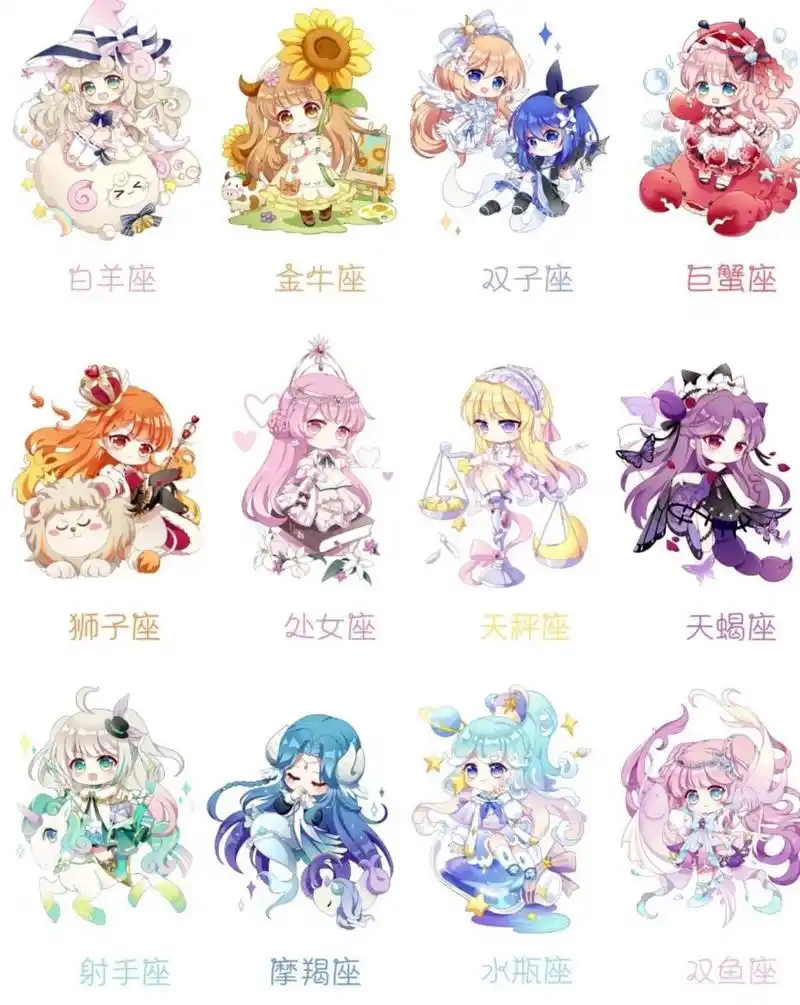 十二星座简笔画