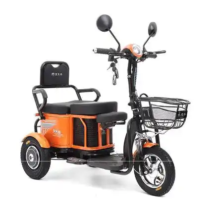 电动三轮车老人电动车三人座成人接送孩子女生老人电瓶车