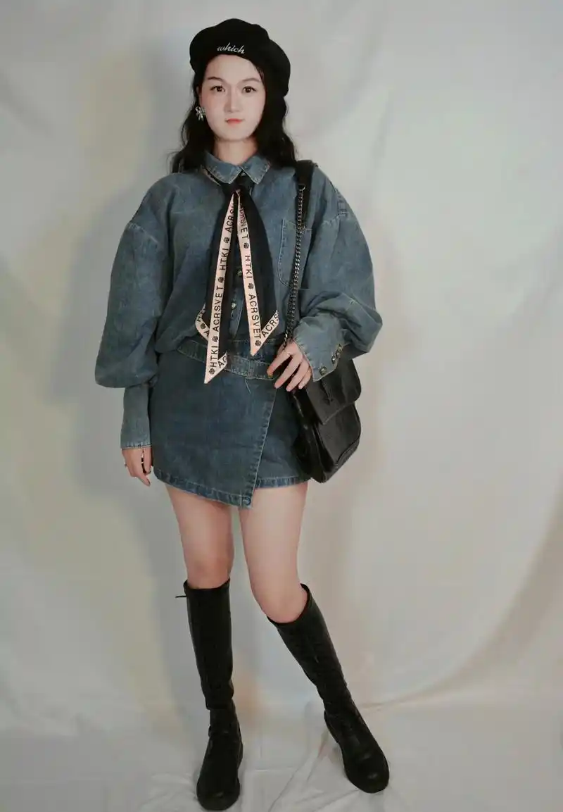 158小个子|虽然我矮 但我很会穿.#适合微胖女生的牛仔套装 - 抖音