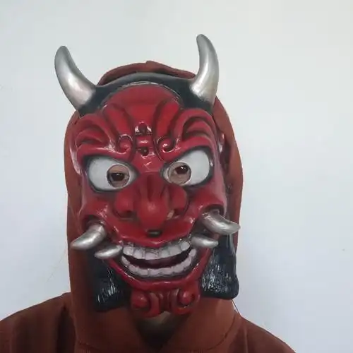 般若面具cos阴阳师 万圣节恐怖日本鬼首脸 能剧面罩乳胶般若面具