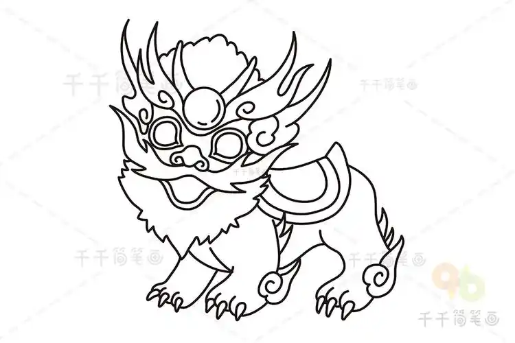 年兽简笔画亲子一起画