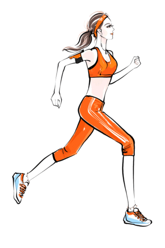 汗流浃背不够美? 和男票一起跑步, 选了运动装同色系的发带, 脚链的