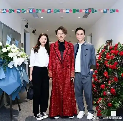 张智霖,袁咏仪与林志炫的合影,袁咏仪直接素颜,简单自然美,那种落落