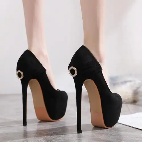 超高跟防水台16cm单鞋女欧美性感夜店模特t台走秀礼服显瘦高跟鞋