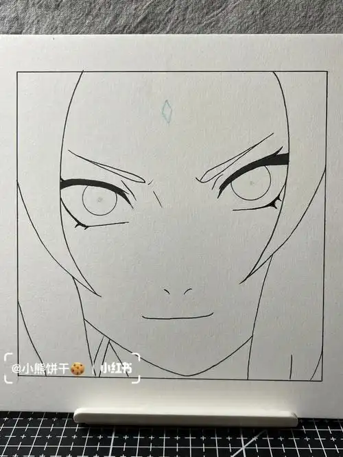 手绘火影忍者纲手线稿过程